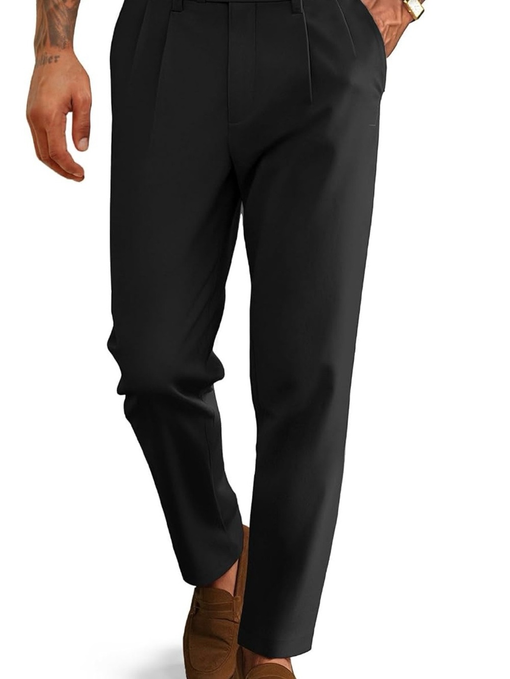 Men's Black Dress Pants - Classic Tailored Trousers Large